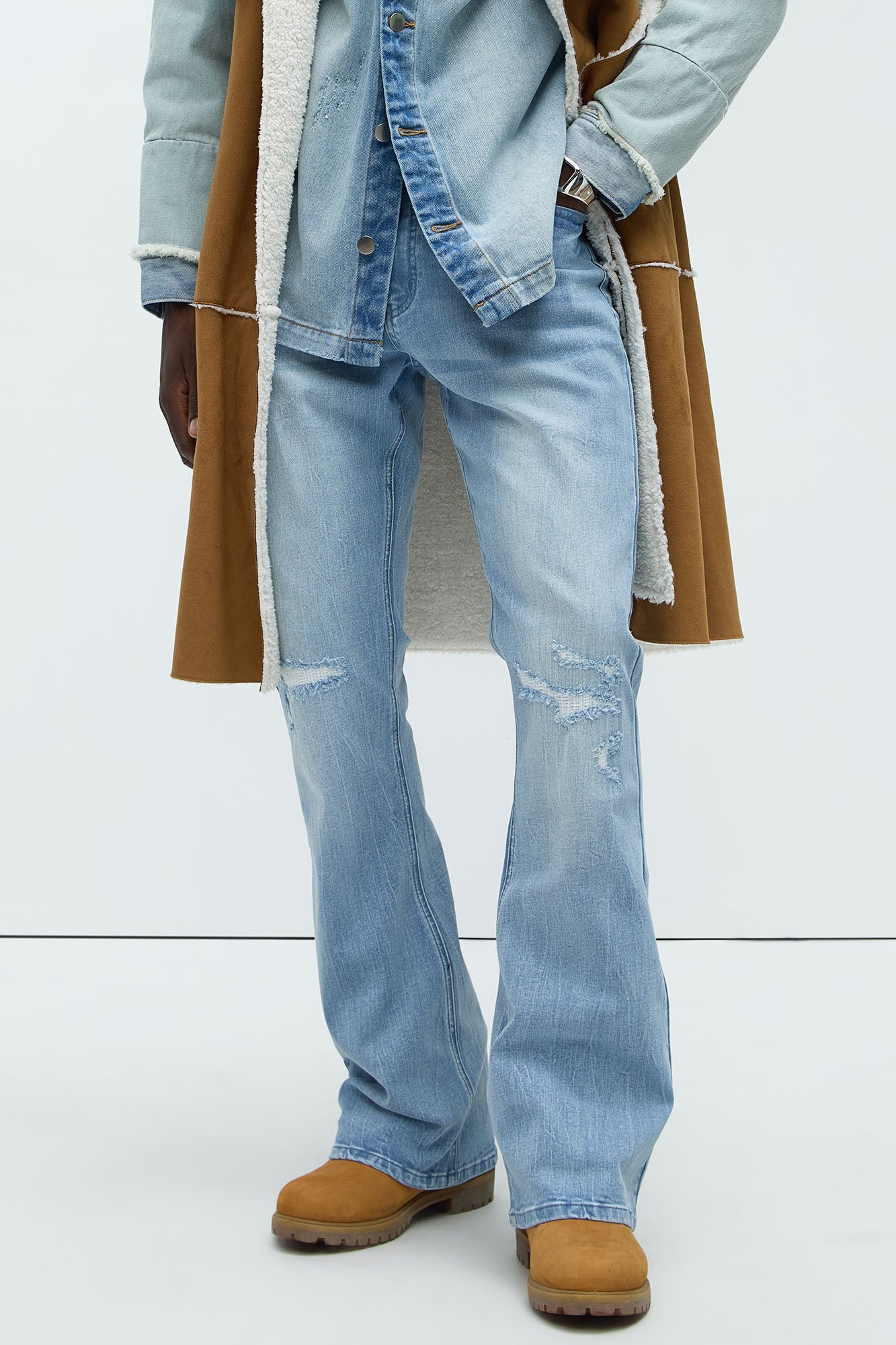 Dreamy Stacked Slim Flare Jeans - Light Blue Wash image 3