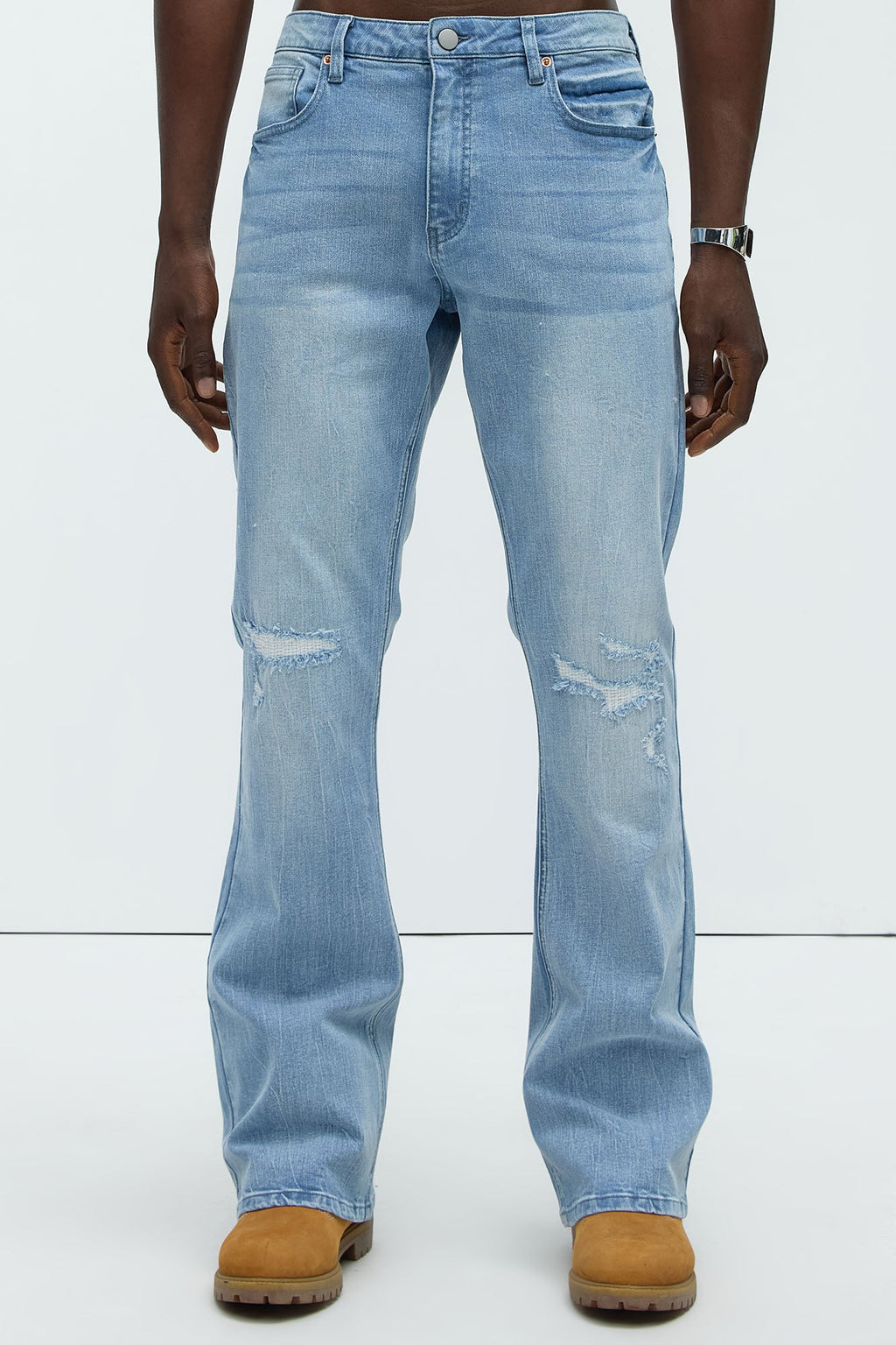 Dreamy Stacked Slim Flare Jeans - Light Blue Wash image 1