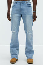 Dreamy Stacked Slim Flare Jeans - Light Blue Wash image 1