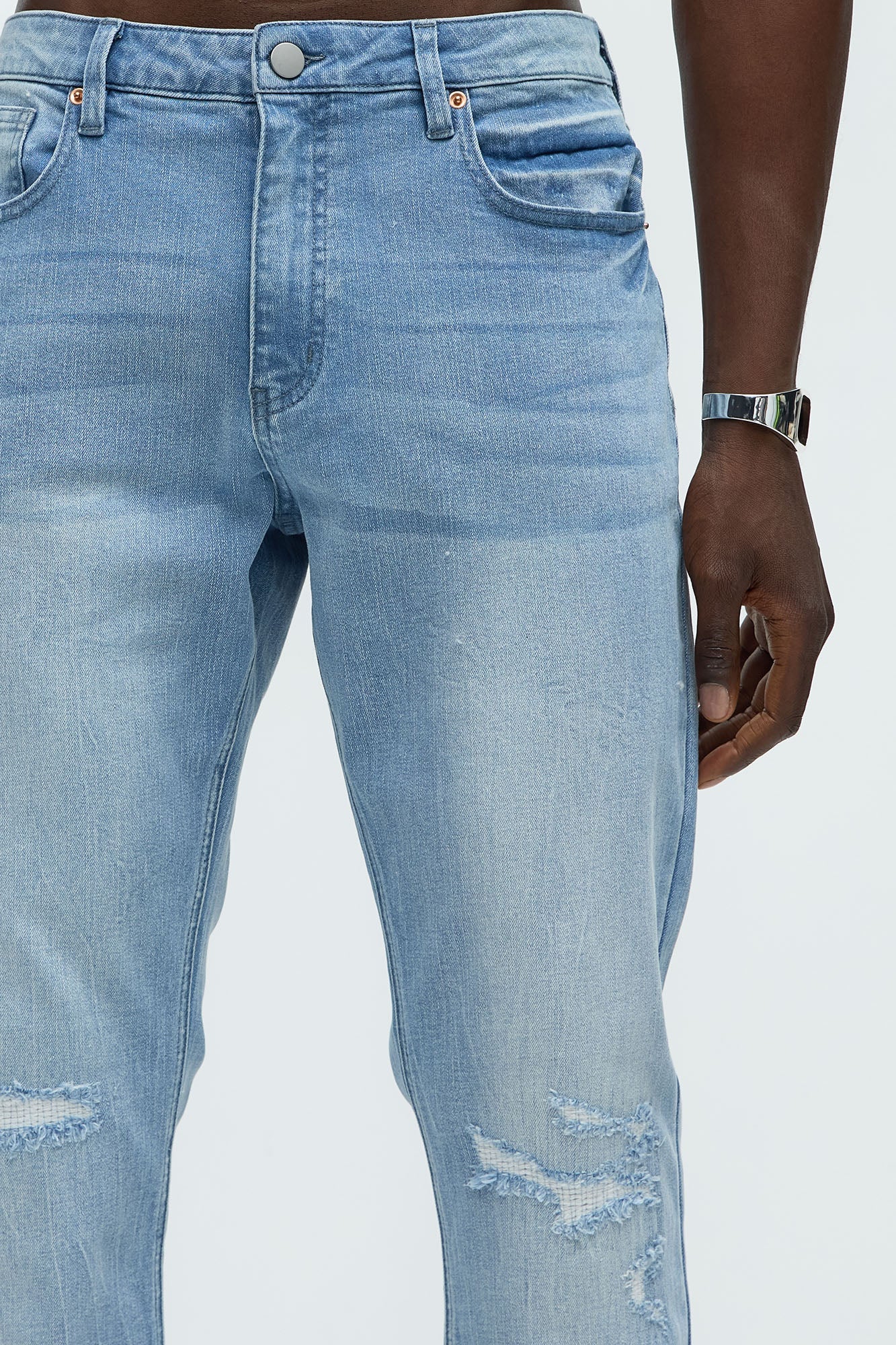 Dreamy Stacked Slim Flare Jeans - Light Blue Wash image 4