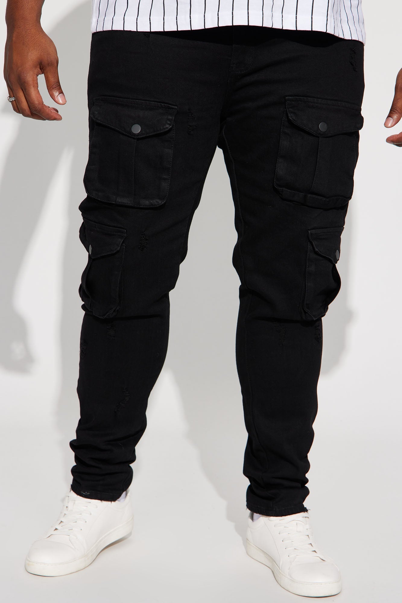 Dirty Ways Stacked Cargo Skinny Jeans - Black image 2
