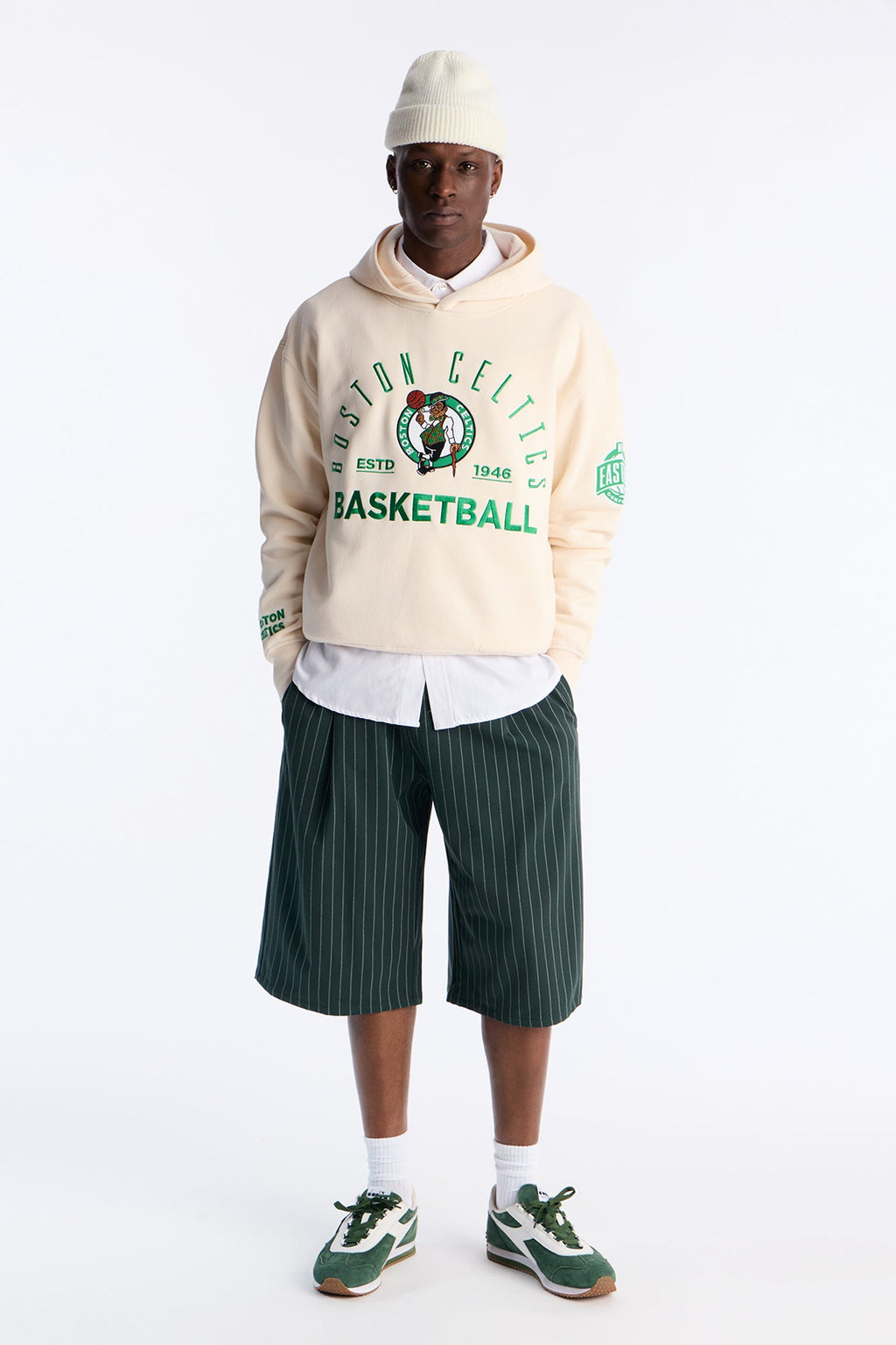 Celtics Embroidered Oversized Hoodie - Cream image 2