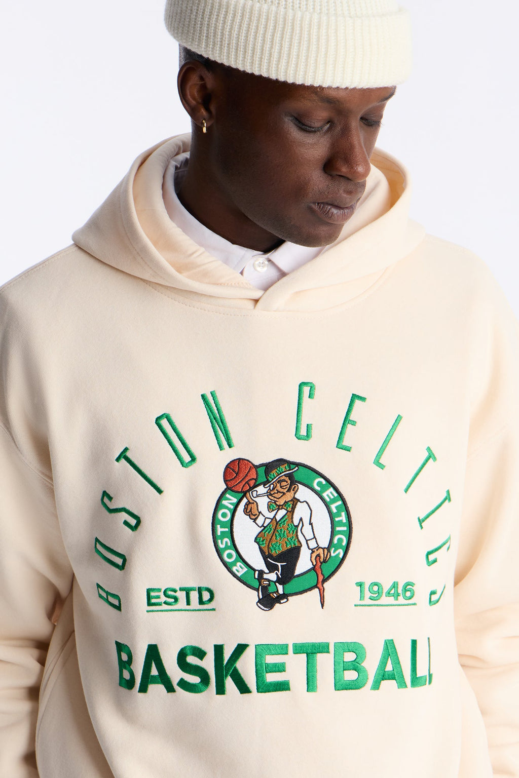 Celtics Embroidered Oversized Hoodie - Cream image 3