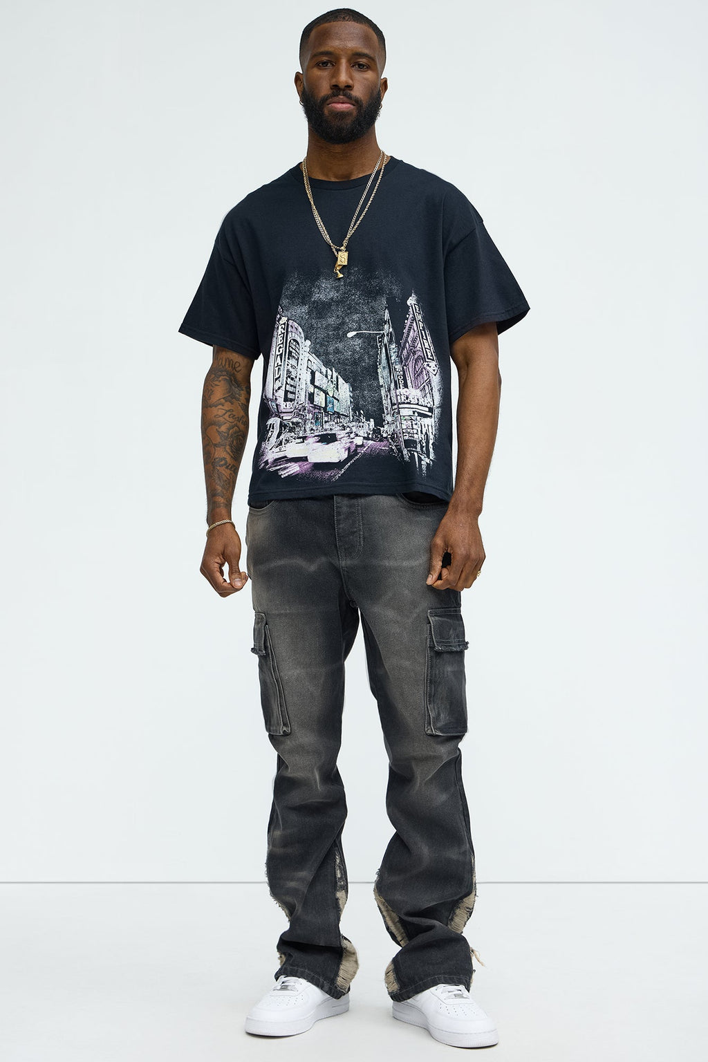 Kaine Stacked Slim Flare Jeans - Black Wash image 3