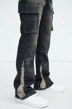 Kaine Stacked Slim Flare Jeans - Black Wash image 4