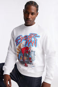 Marvel Spiderman Crawling Spider Crew Neck Sweatshirt - White image 1