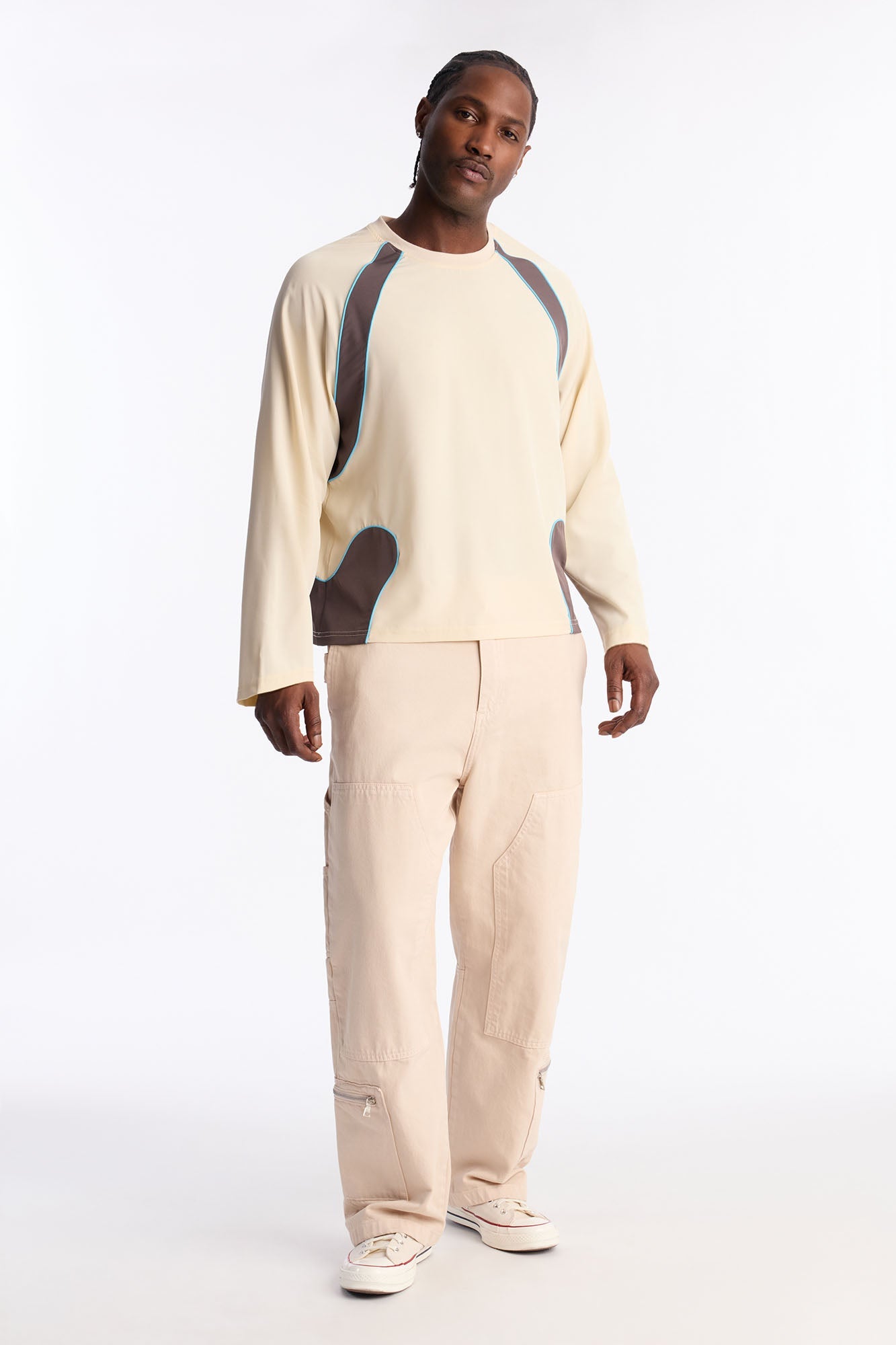Contour Paneled Crew Shirt - Cream image 2