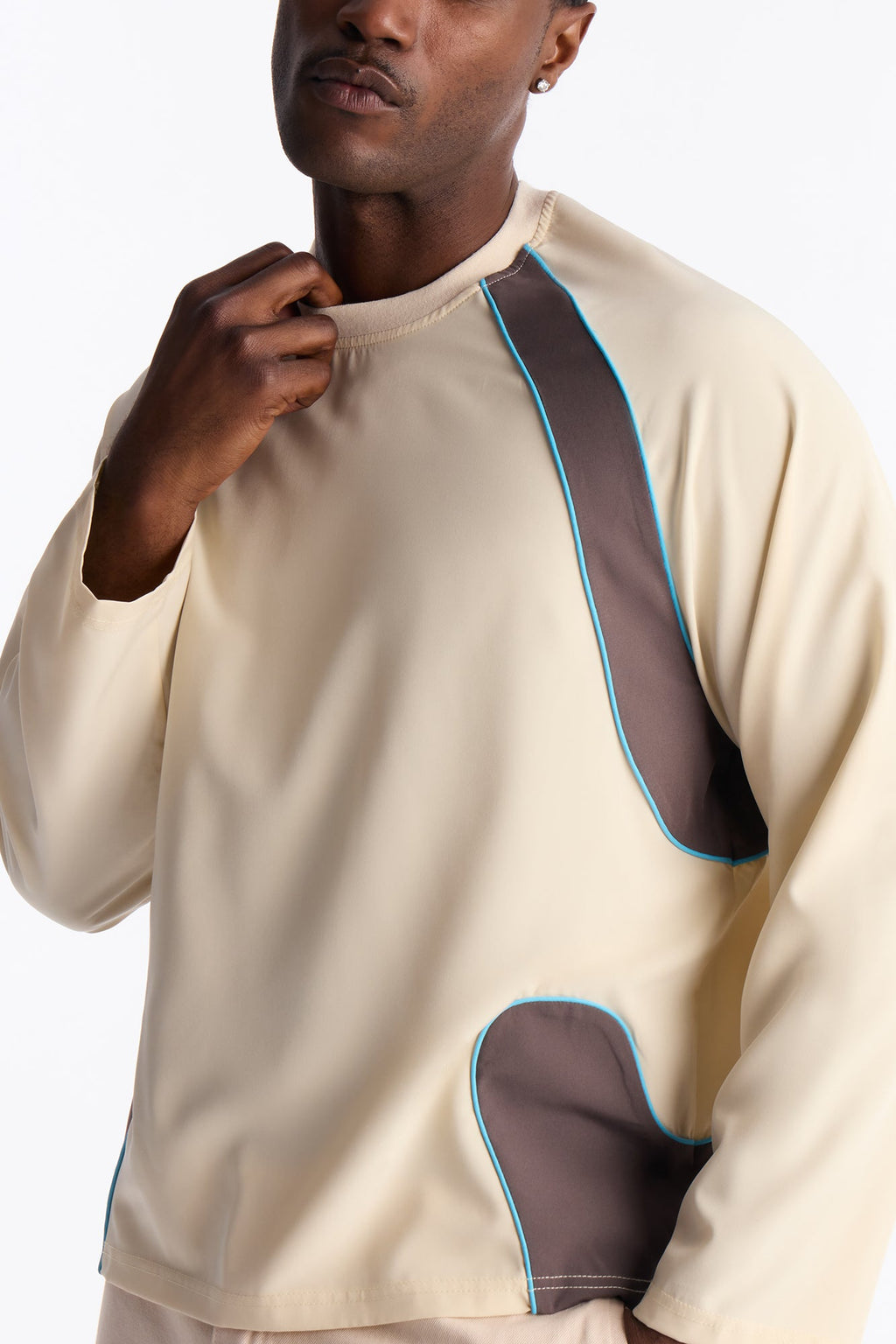 Contour Paneled Crew Shirt - Cream image 3