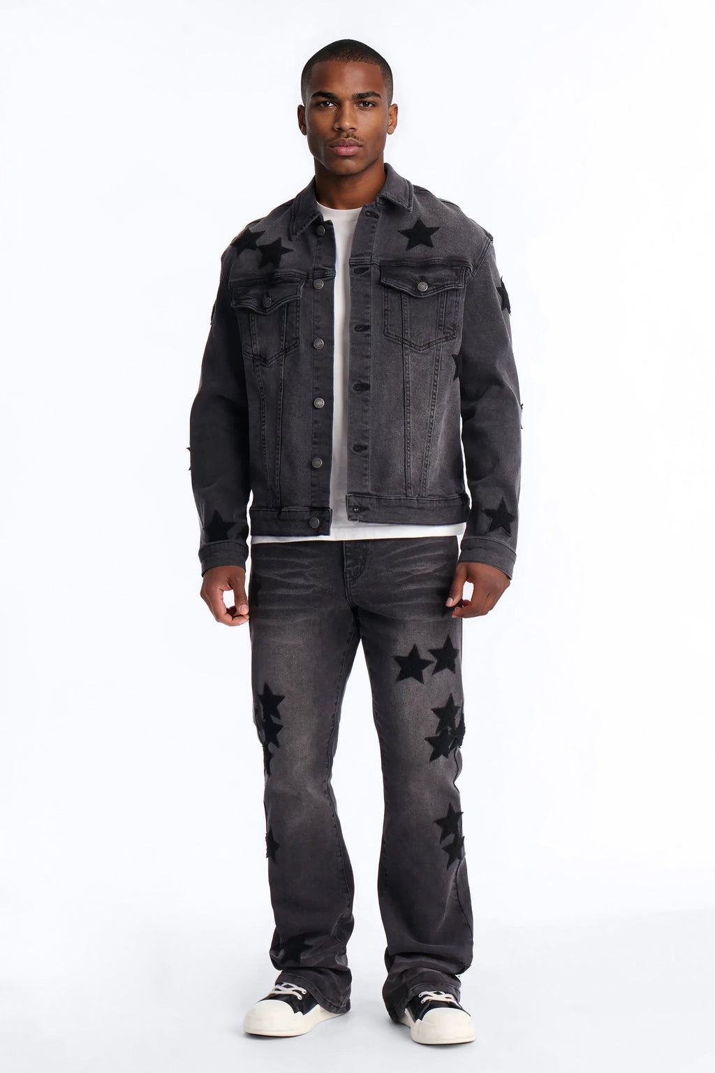 Stacked Skinny Flare Stellar Jean - Black Wash image 2