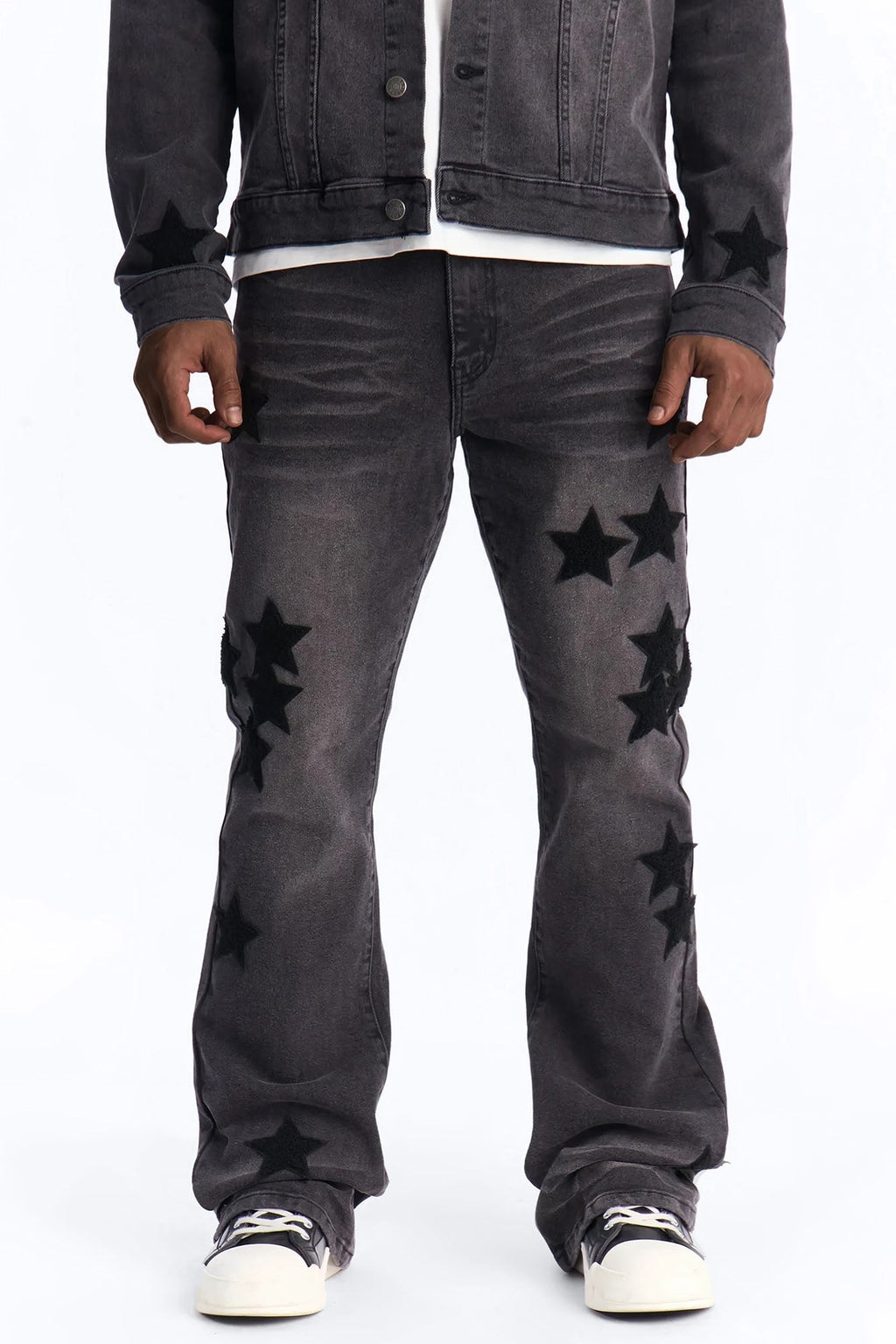 Stacked Skinny Flare Stellar Jean - Black Wash image 1