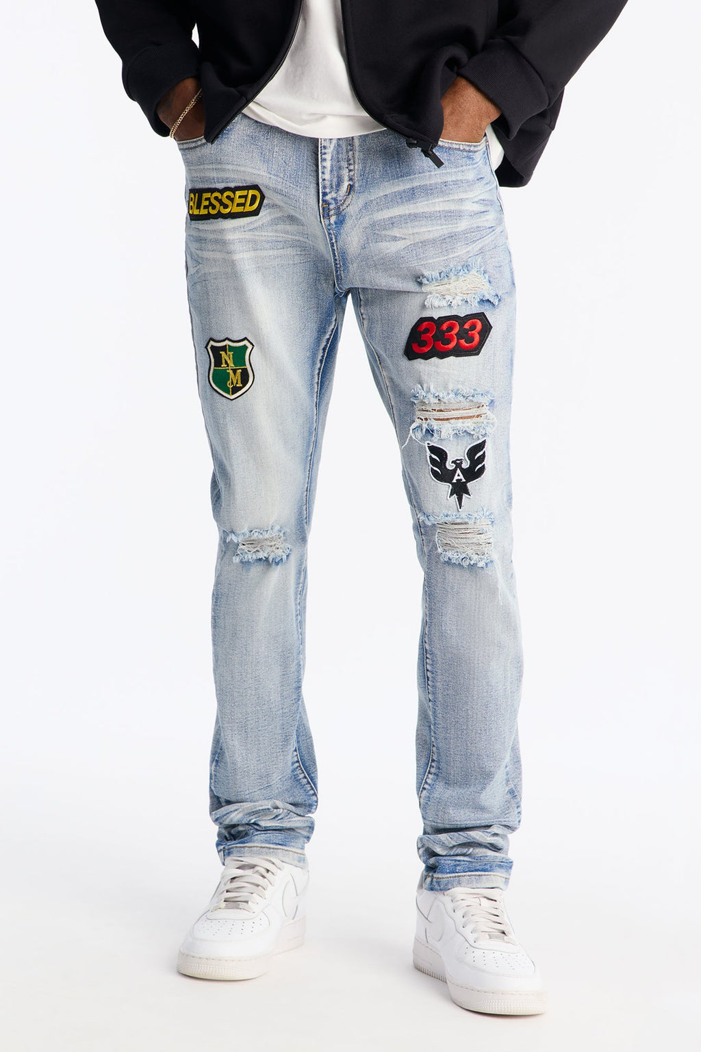 Stacked Skinny Urban Mend Jeans - Light Wash image 1