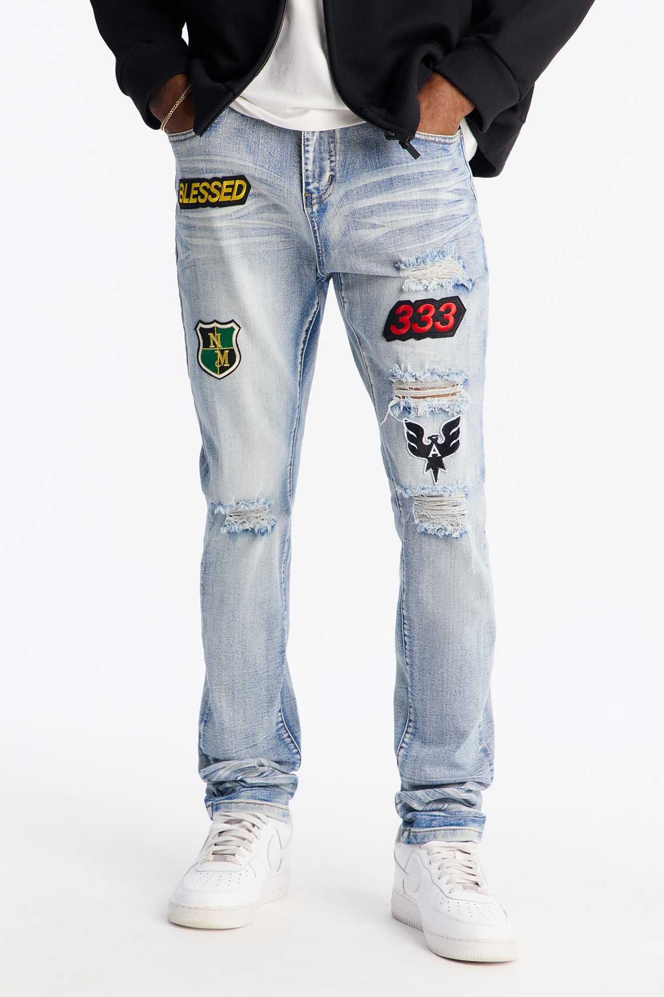 Stacked Skinny Urban Mend Jeans - Light Wash image 1