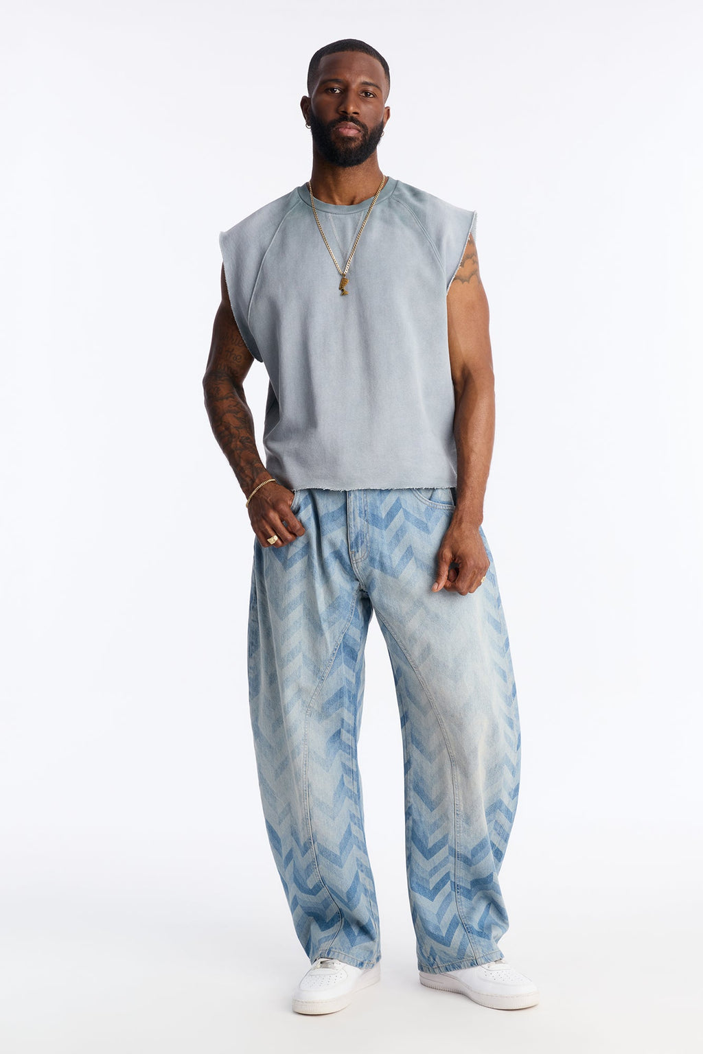 Boiler Washed Boxy Muscle Tee - Slate Blue image 2