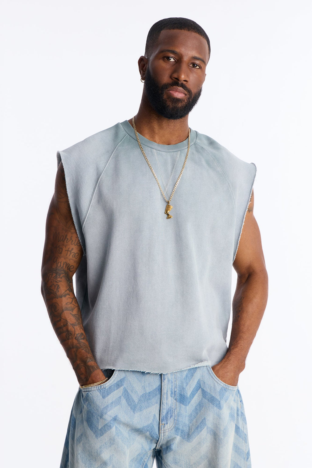 Boiler Washed Boxy Muscle Tee - Slate Blue image 1