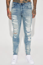 For The Fame Stacked Skinny Jeans - Light Wash image 4