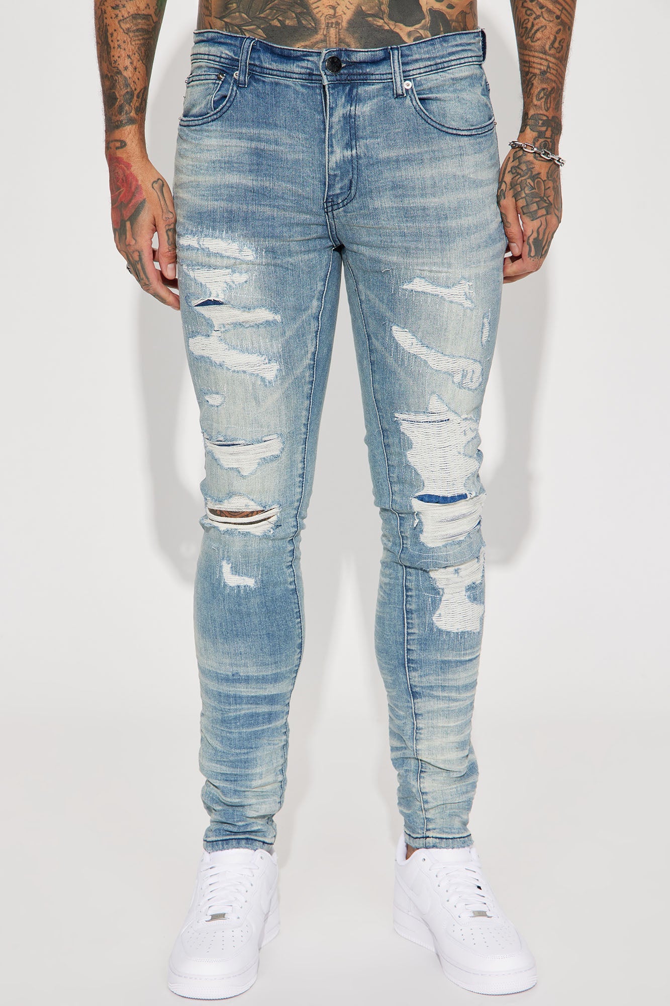 For The Fame Stacked Skinny Jeans - Light Wash image 4
