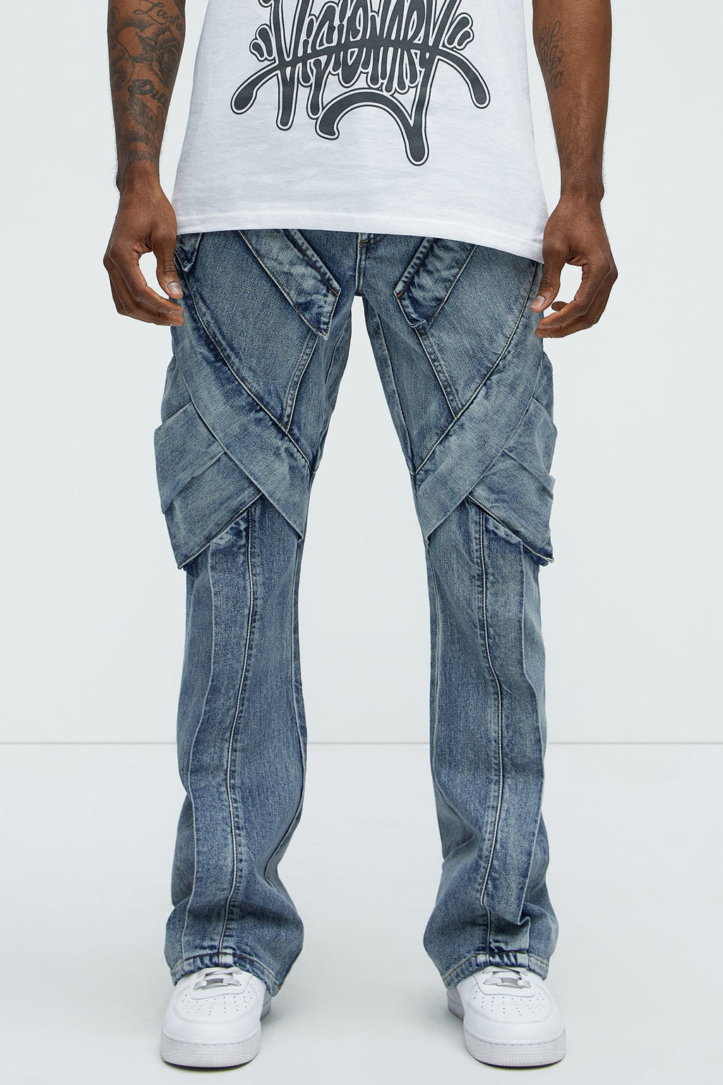 Arlong Paneled Stacked Slim Flare Jeans - Light Wash image 2
