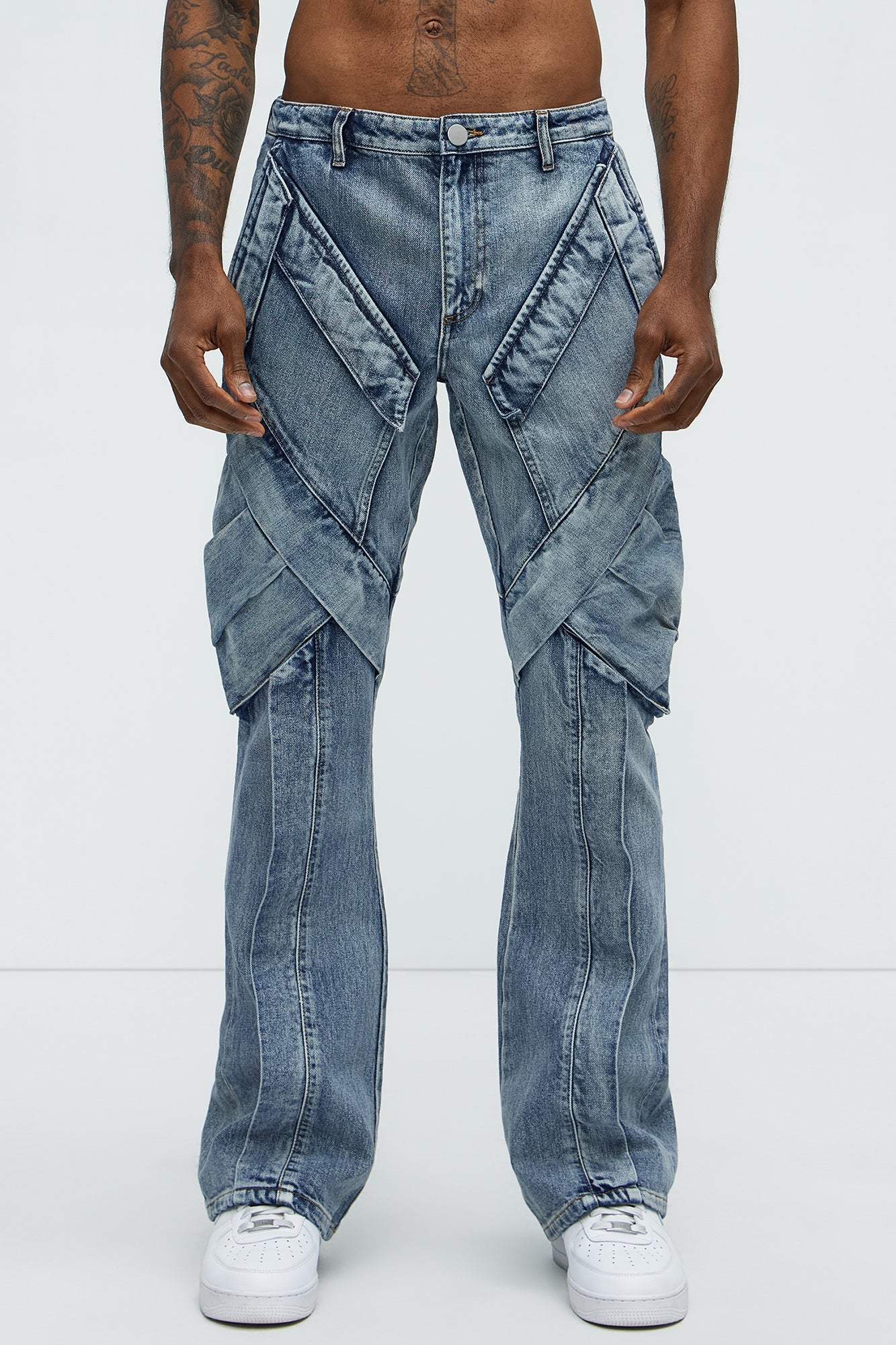 Arlong Paneled Stacked Slim Flare Jeans - Light Wash image 1