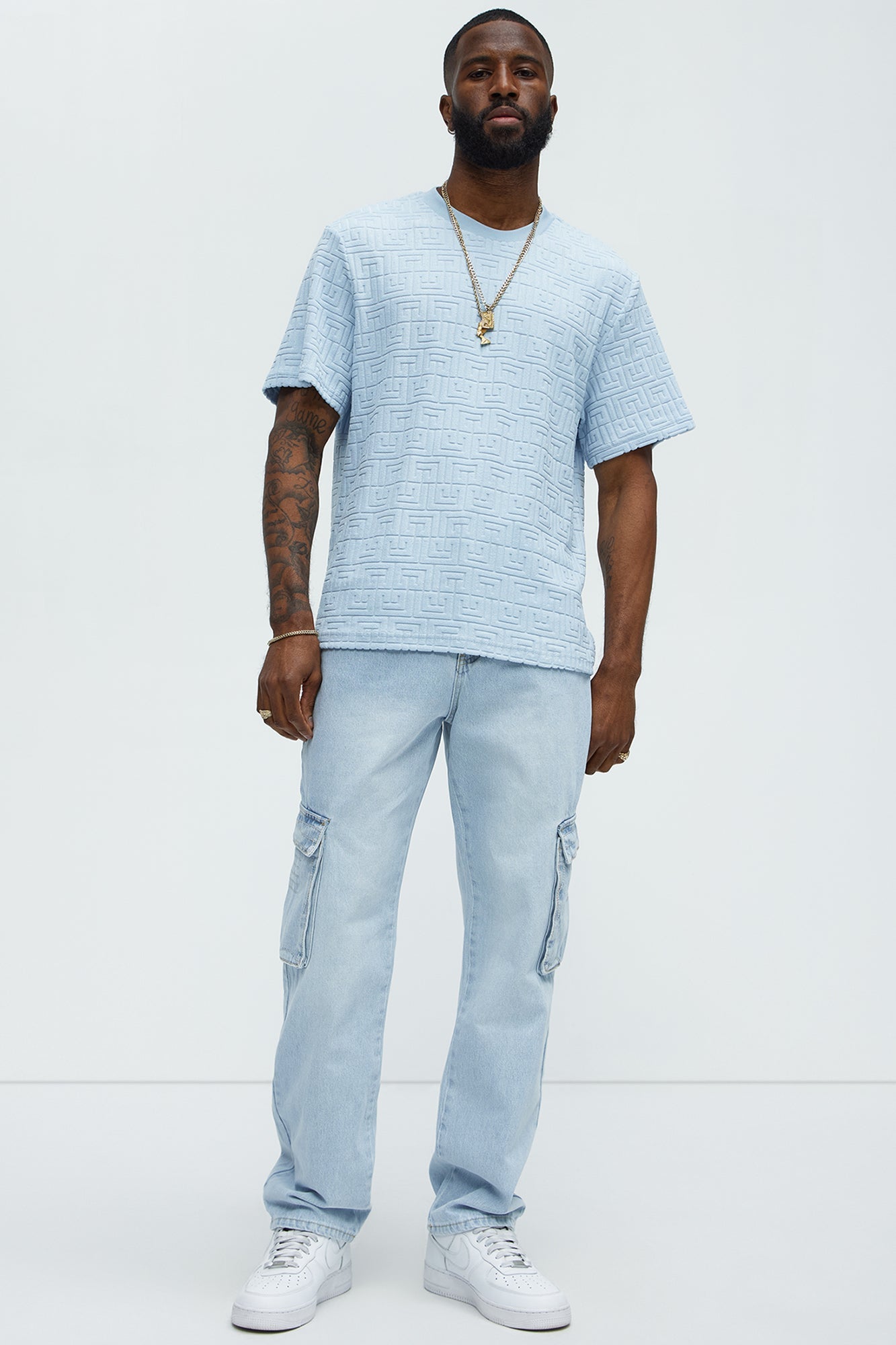 Geo Chenille Knit Crewneck Tee - Blue image 2