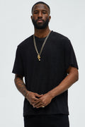 Geo Chenille Knit Crewneck Tee - Black image 1