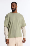 Washed Double Layer Tee - Olive image 1