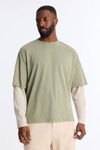 Washed Double Layer Tee - Olive image 1