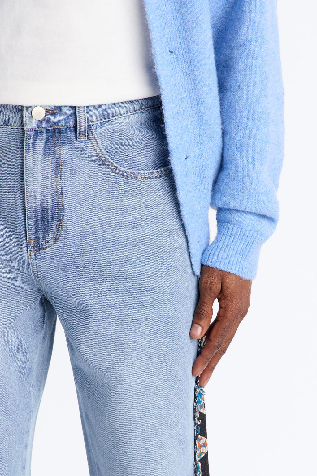 Stacked Slim Flare Exquisite Tapestry Jeans - Light Blue Wash image 4