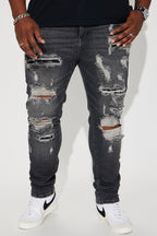 Ready To Unwind Stacked Skinny Jeans - Black Wash image 2