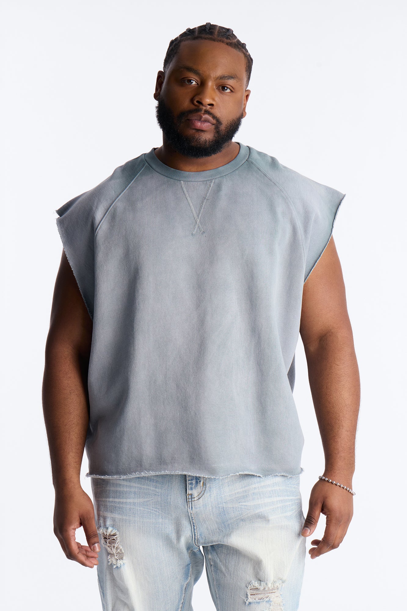 Boiler Washed Boxy Muscle Tee - Slate Blue image 4