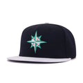 Seattle Mariners Navy Metallic Silver Cooperstown AC New Era 59Fifty Fitted