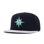 Seattle Mariners Navy Metallic Silver Cooperstown AC New Era 59Fifty Fitted