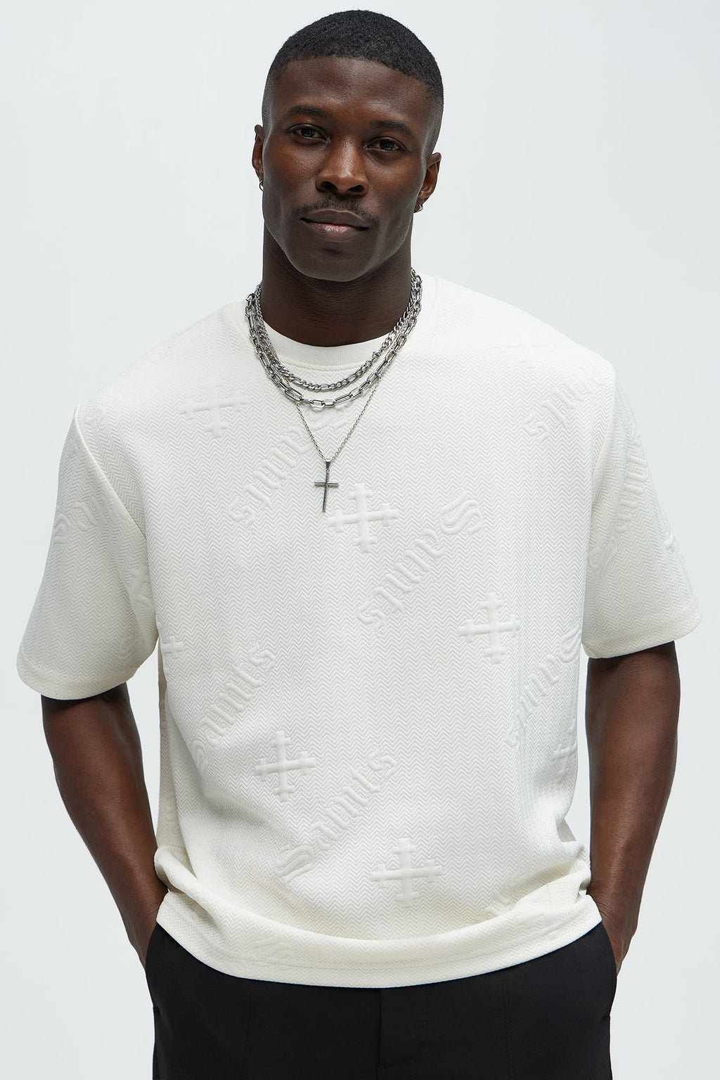 Saints Embossed Tee - Off White image 1