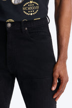 Stacked Skinny Flare Textured Carpenter Jean - Black Wash image 3