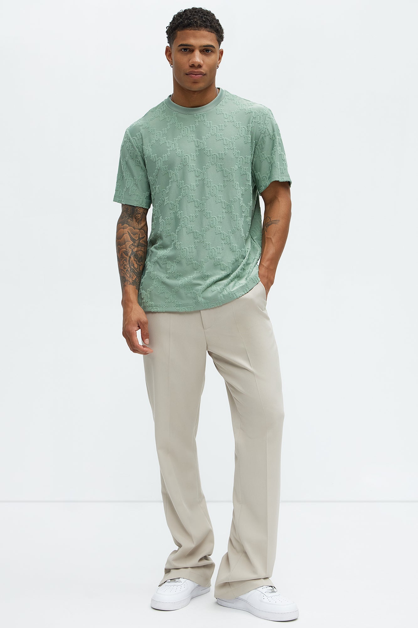 Verbiage Chenille Knit Crew Tee - Green image 2