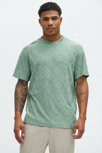 Verbiage Chenille Knit Crew Tee - Green image 1