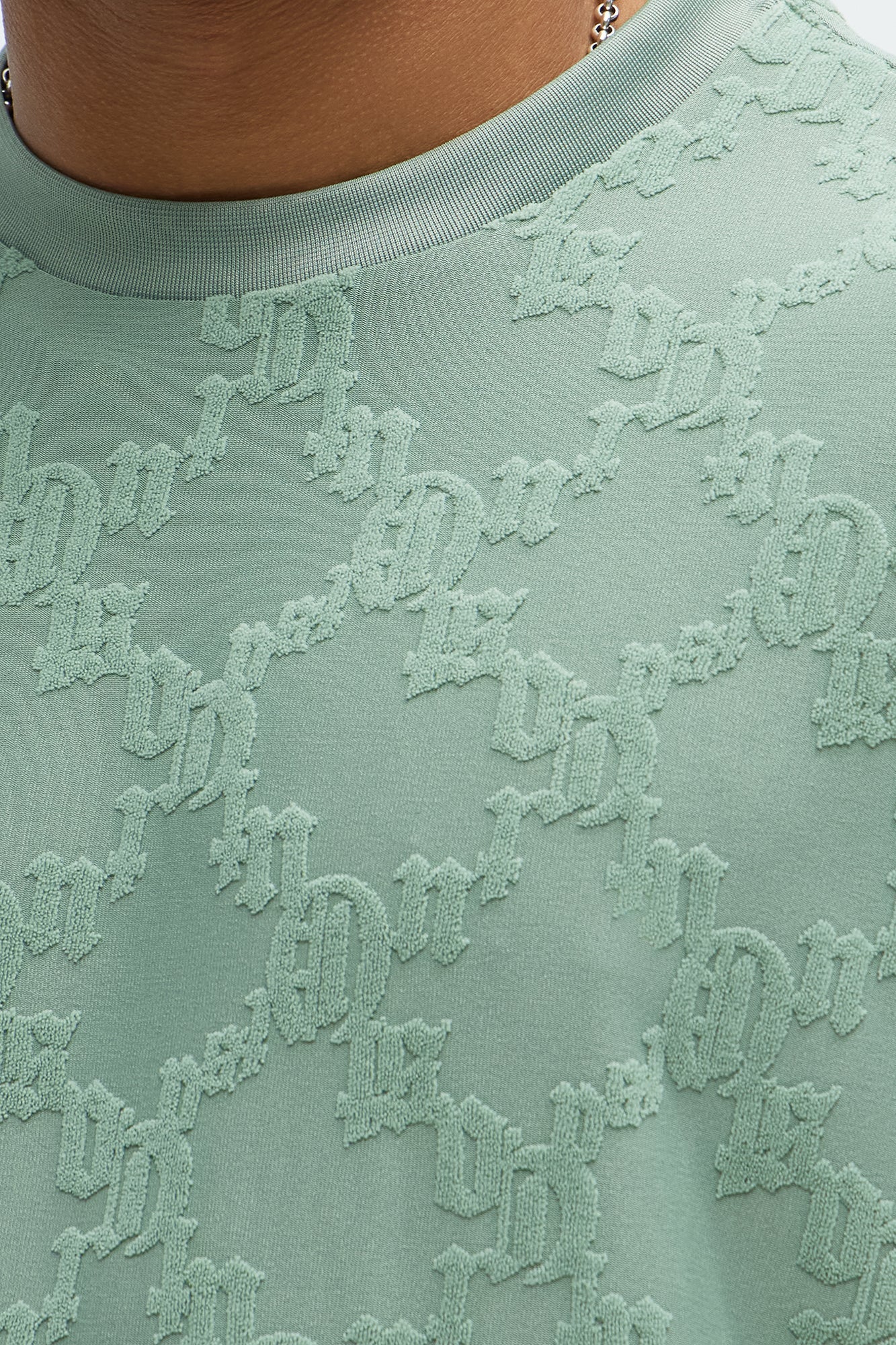 Verbiage Chenille Knit Crew Tee - Green image 3