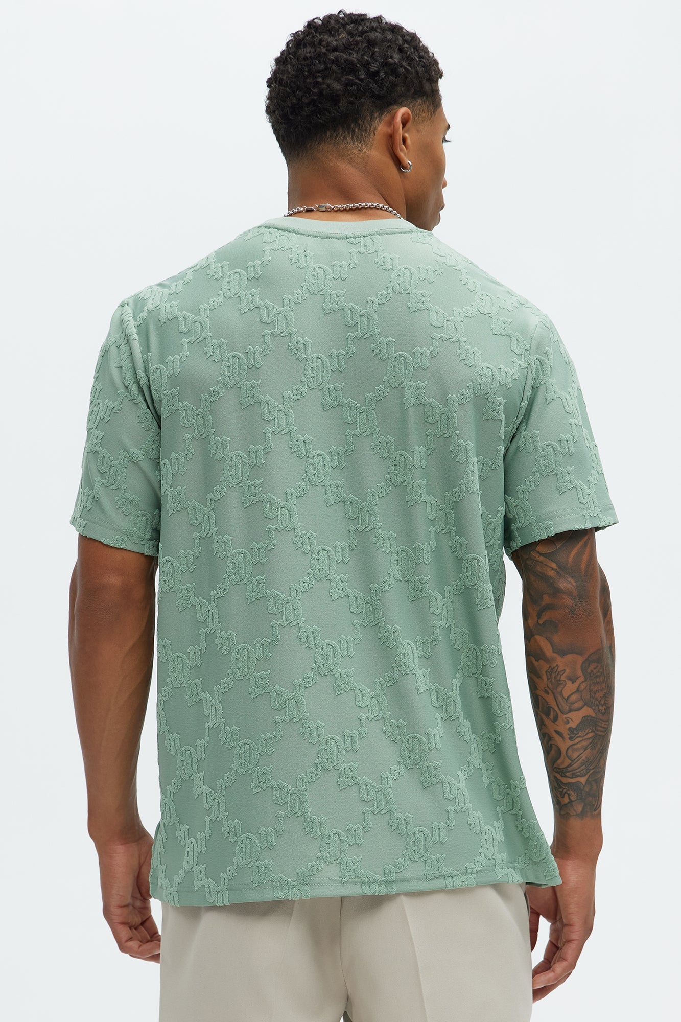 Verbiage Chenille Knit Crew Tee - Green image 4