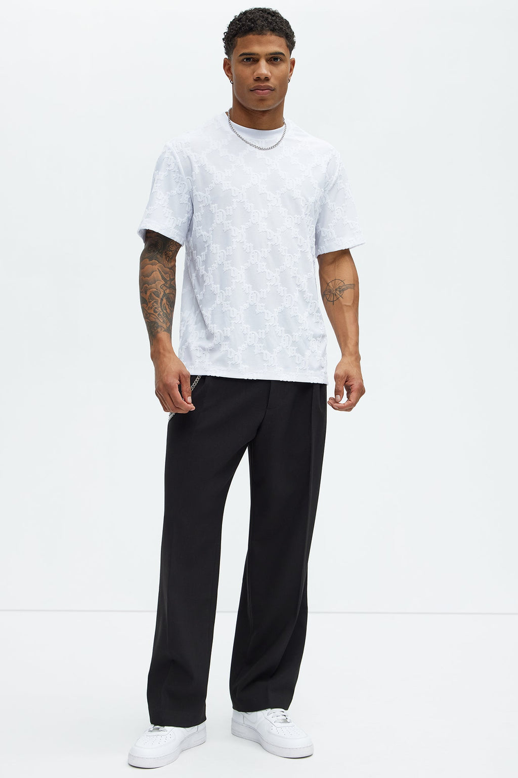 Verbiage Chenille Knit Crew Tee - White image 2