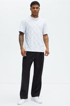 Verbiage Chenille Knit Crew Tee - White image 2