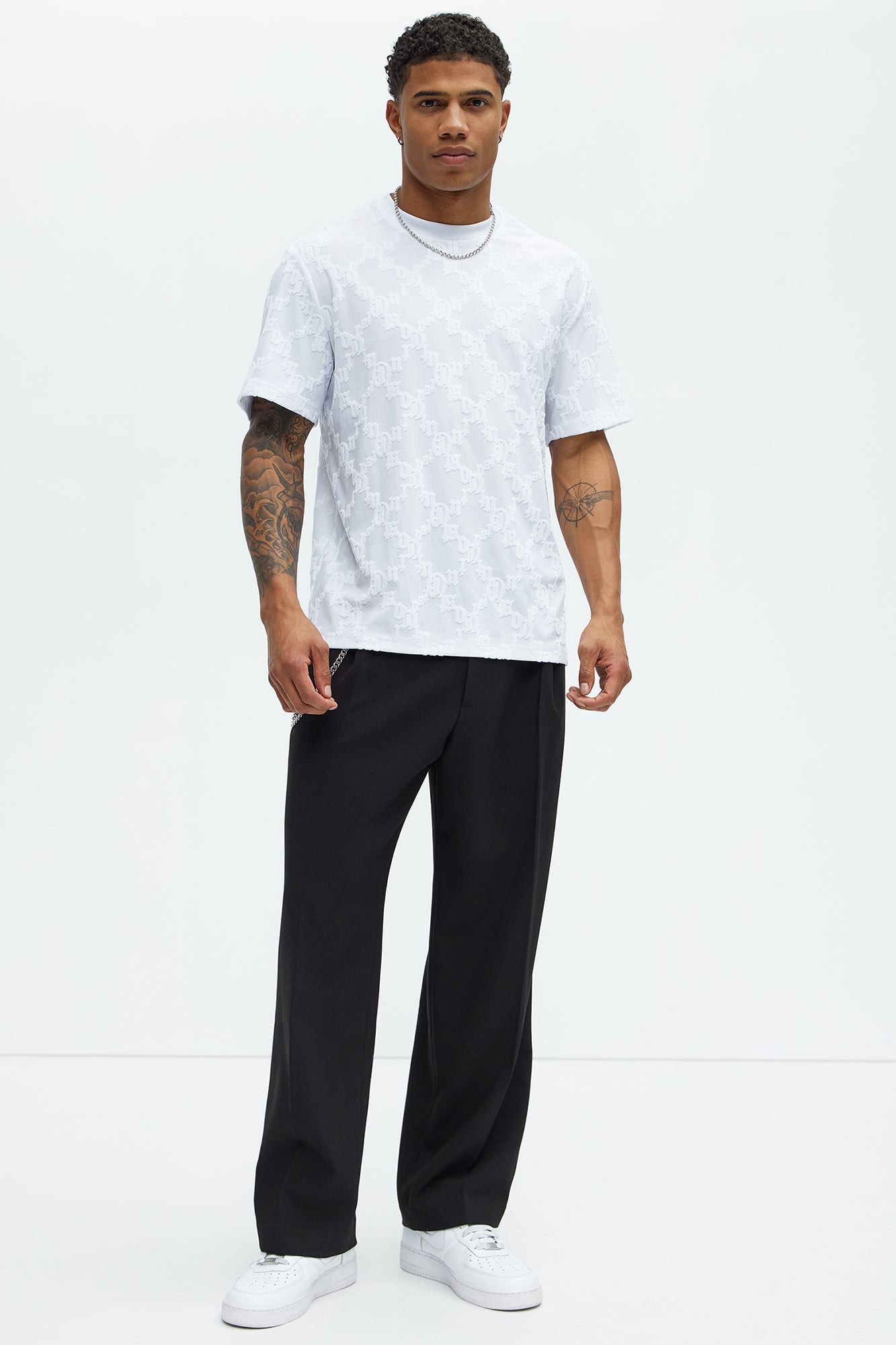 Verbiage Chenille Knit Crew Tee - White image 2