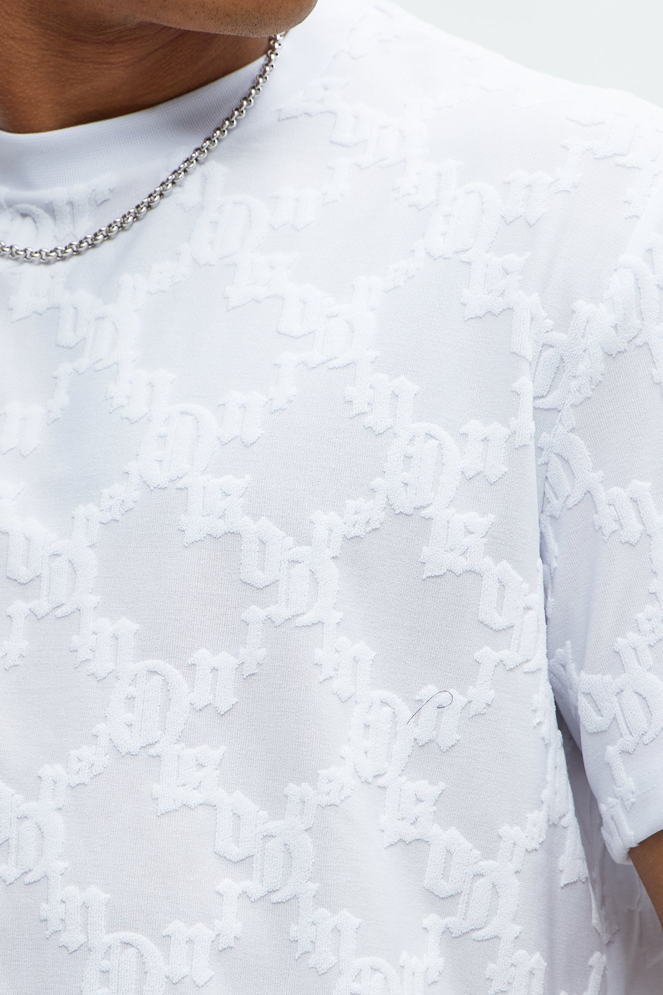 Verbiage Chenille Knit Crew Tee - White image 3