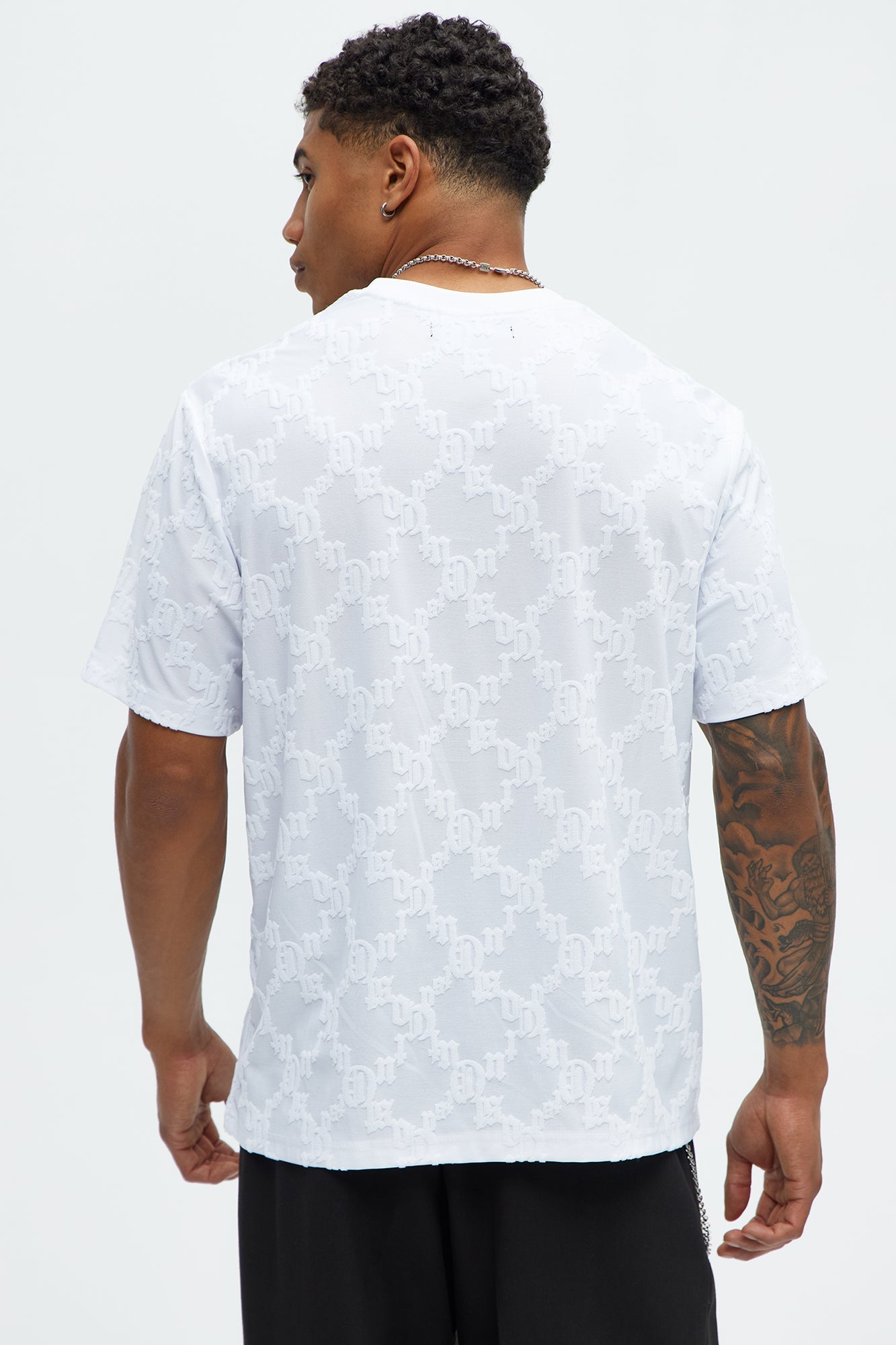 Verbiage Chenille Knit Crew Tee - White image 4