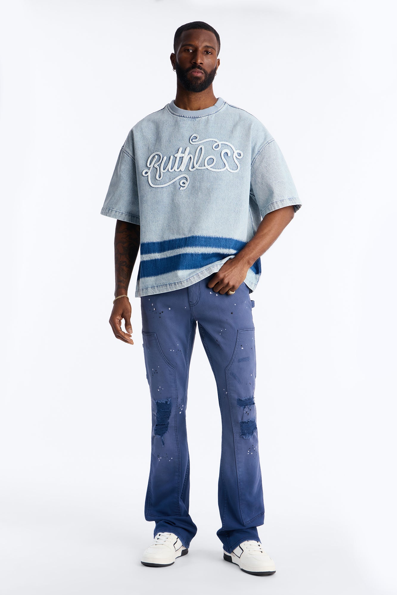Stacked Skinny Flare Old Painters Carpenter Jean - Navy image 2