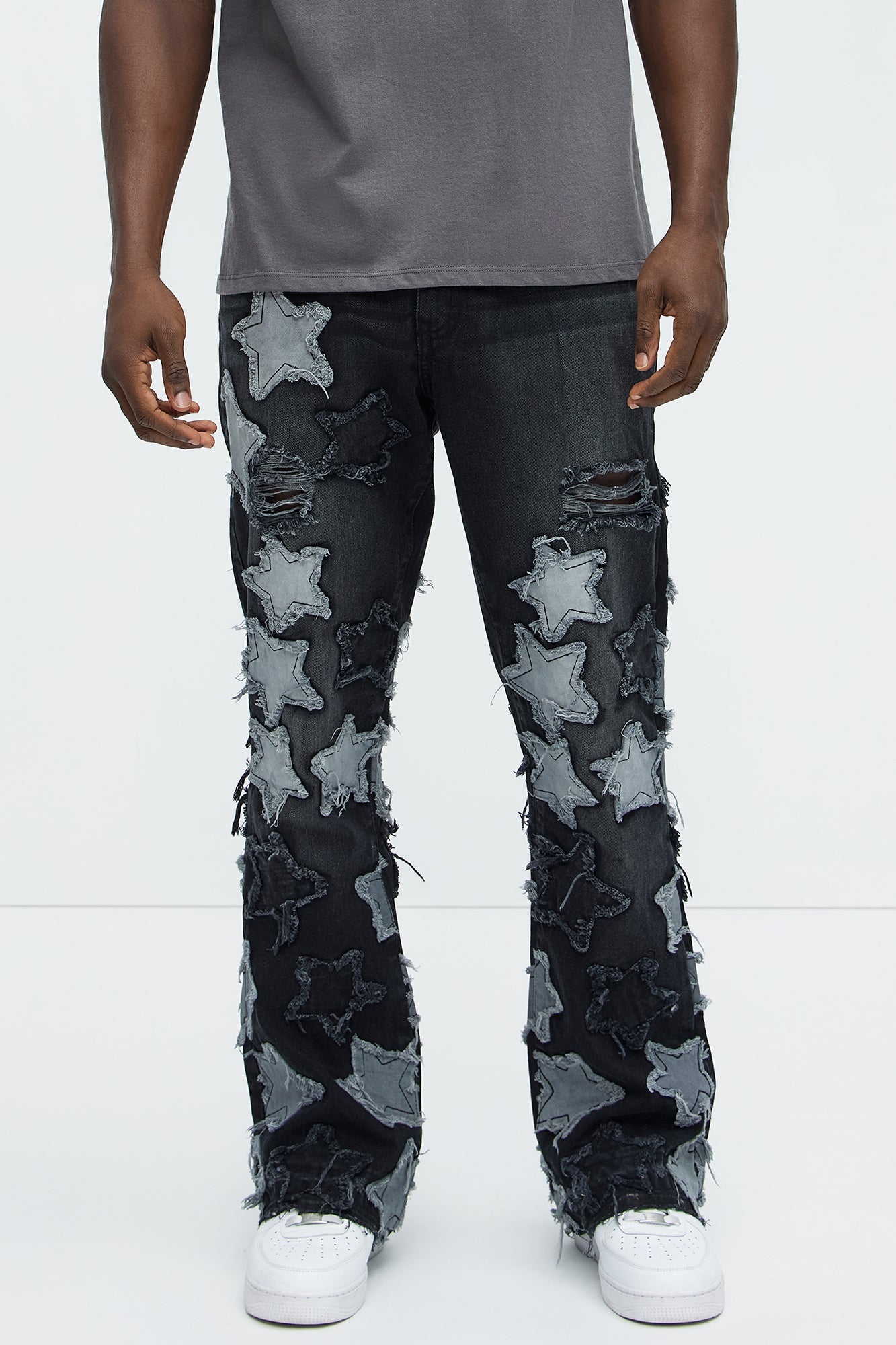 Counting Stars Stacked Slim Flare Jeans - Black Wash image 2