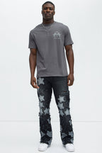 Counting Stars Stacked Slim Flare Jeans - Black Wash image 3