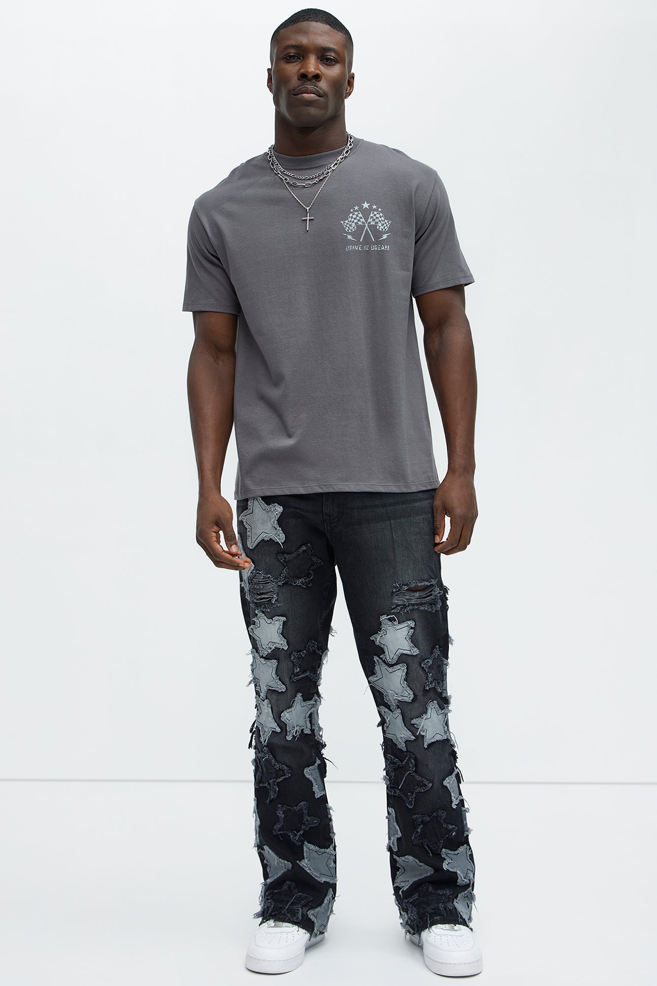 Counting Stars Stacked Slim Flare Jeans - Black Wash image 3