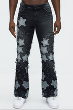 Counting Stars Stacked Slim Flare Jeans - Black Wash image 1