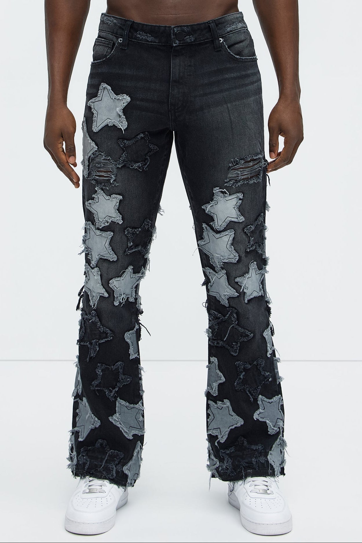 Counting Stars Stacked Slim Flare Jeans - Black Wash image 1