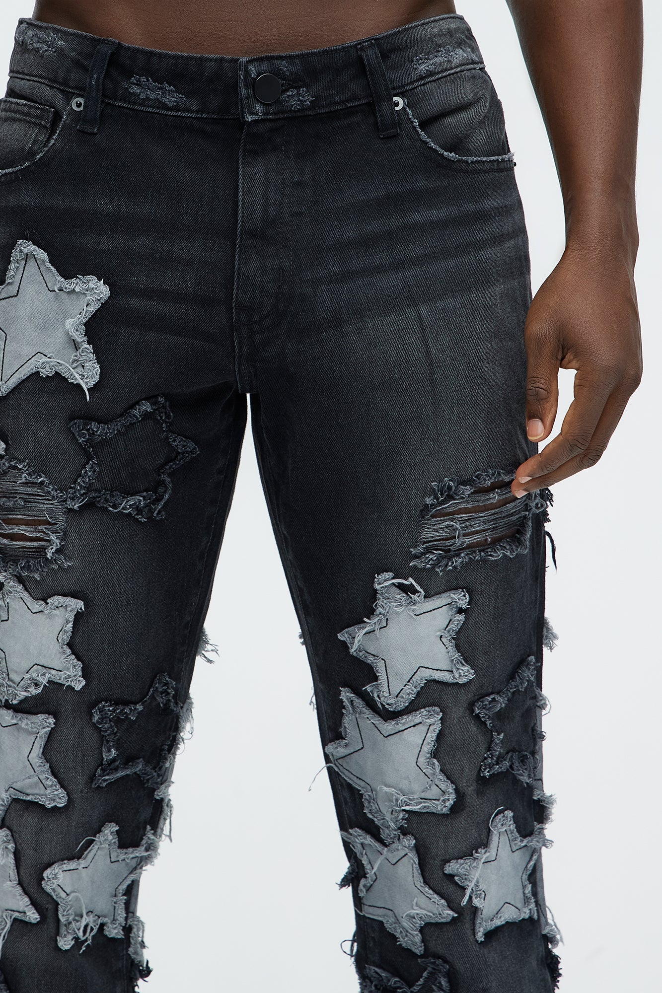 Counting Stars Stacked Slim Flare Jeans - Black Wash image 4