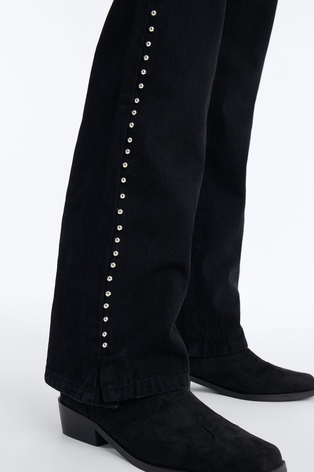 Stacked Slim Flare Iron Outlaw Slit Jean - Black image 4